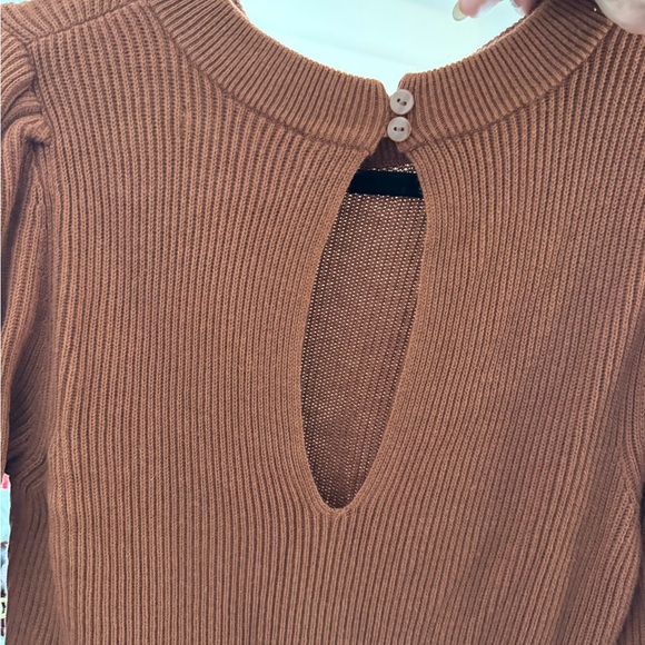 Orange Ribbed Sweater Dress with keyhole detail in back - Picture 2 of 3